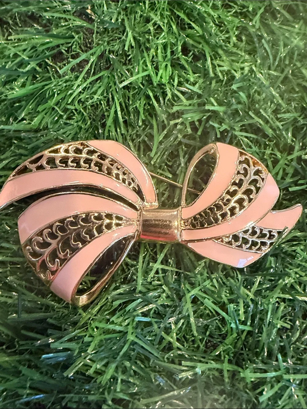 Vintage Trifari Set—Rose & Gold Brooch with Matching Earrings